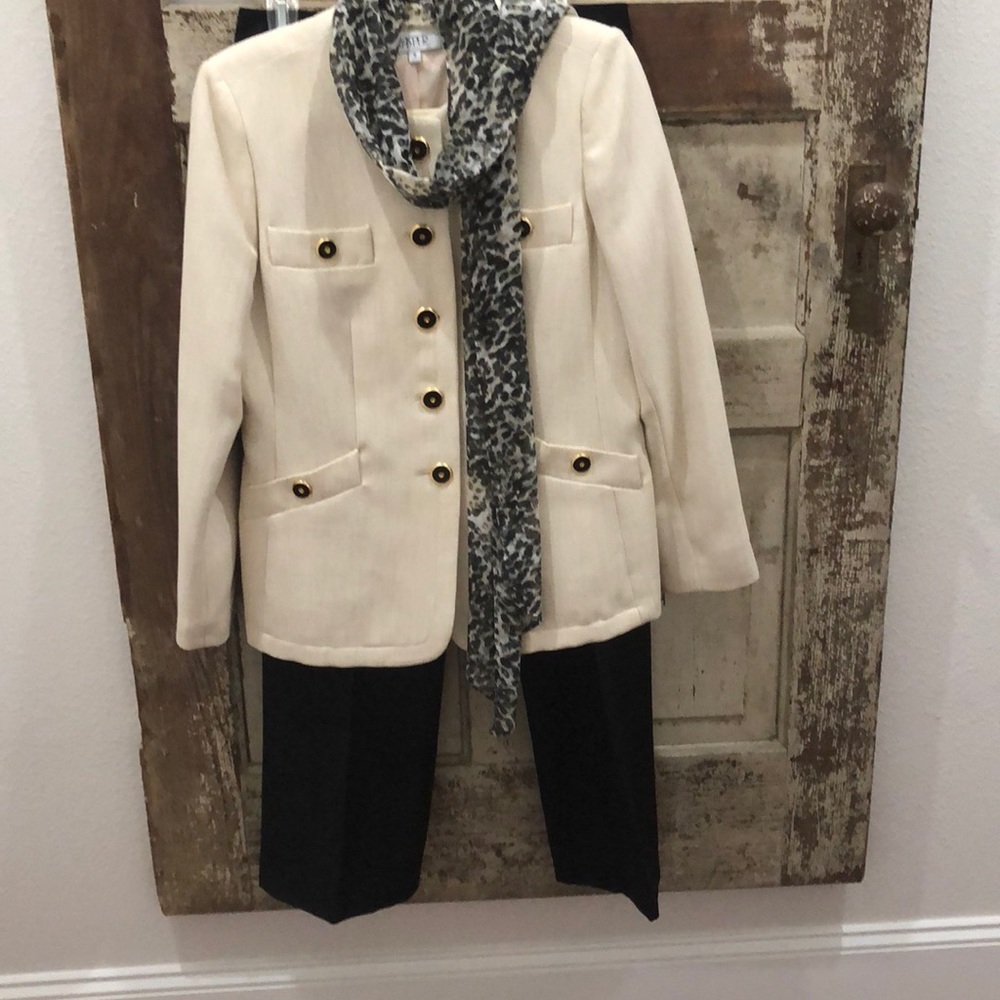 Kasper black & cream pant suit.